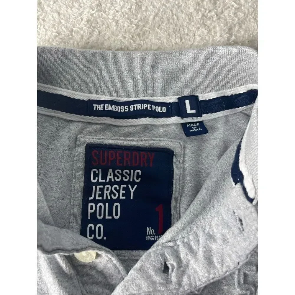 Superdry Classic Long Sleeve Stripe Embossed Polo Shirt
